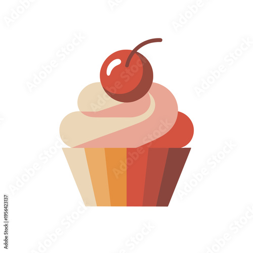 A delightful cupcake topped with a cherry.