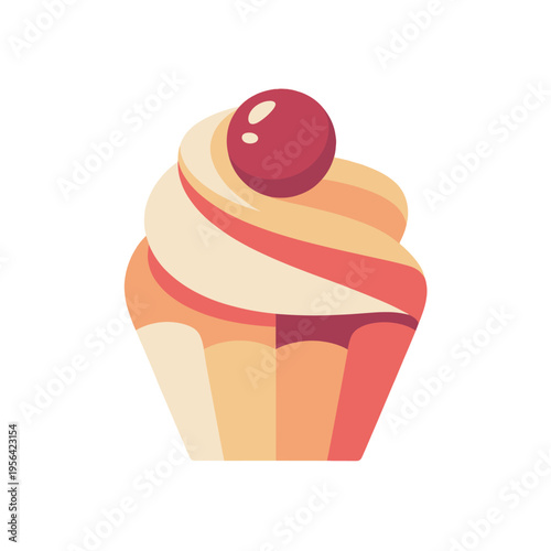 A tempting and delicious cupcake decorated with a cherry.