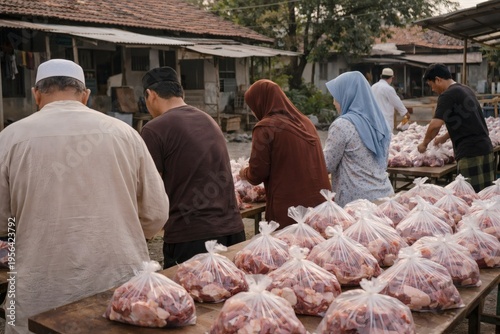 Idul Adha Qurban Preparation Community Meat Distribution During Eid al Adha