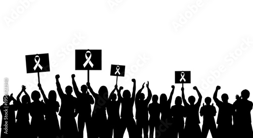 Group of People Holding HIV Awareness Signs.