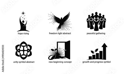 Hope rising human figure reaching for stars abstract vector illustration symbolizing aspiration and achievement