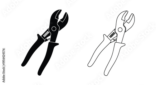 Two depictions of slip joint pliers one black and one white