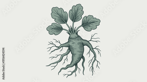 Humanoid mandrake root botanical study – Great for educational posters, mythology blogs, or organic product labels.
