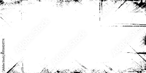  Rough distressed grunge frame border with various scratches and stains textured edges creating a bold vintage artistic design aesthetic.