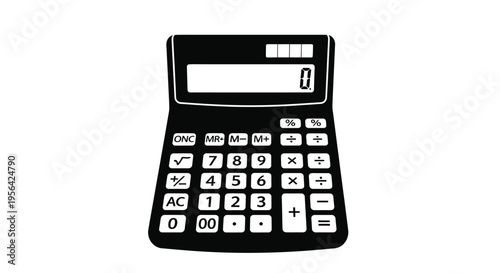 Black calculator displaying a zero on its digital screen