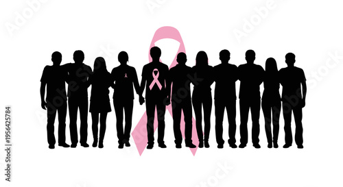 Group of People with Breast Cancer Awareness.
