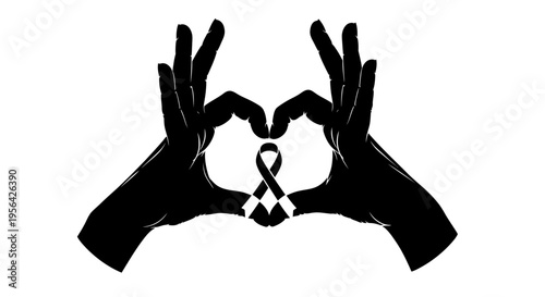 Hands Forming Heart Shape with Ribbon.