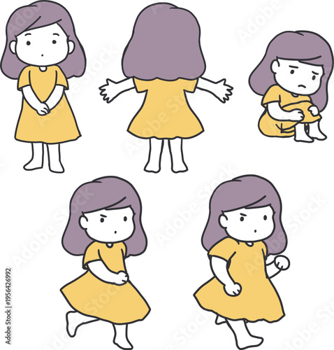 Emotional Spectrum From Stillness to Action. Ideal for educational materials, children books, or emotional learning resources. With the expressive character in each pose.