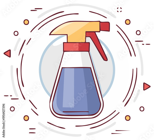 Spray Bottle with Decorative Elements for Cleaning Products or Sanitizer Illustration