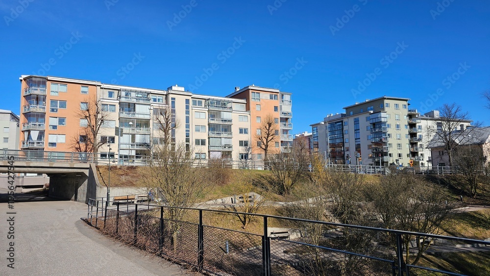 Fototapeta premium Sweden. Houses and streets in the city of Linköping. Östergötland province.