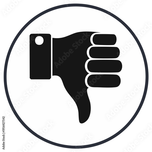 Simple Black Thumbs Down Icon Inside a Circle Symbolizing Disapproval or Negative Feedback