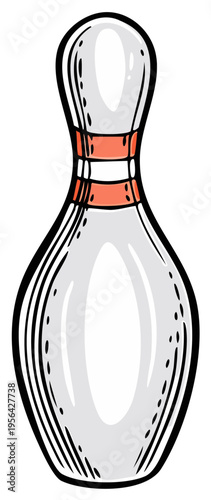 Cartoon bowling pin isolated on white background