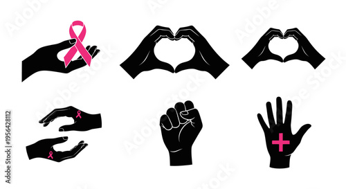 Hands Showing Support and Care Symbols.