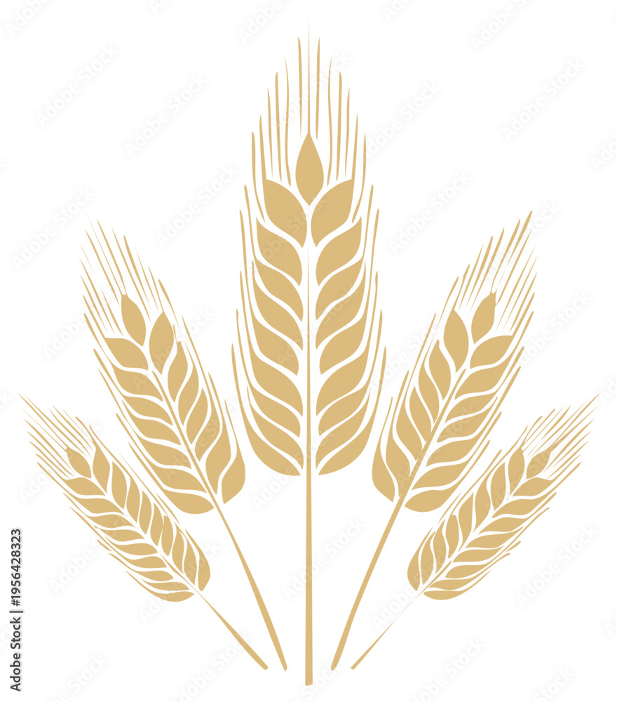 Fototapeta premium Stylized golden wheat stalks graphic representing farming, grain, and healthy organic food