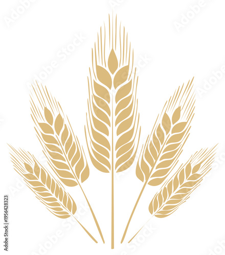 Stylized golden wheat stalks graphic representing farming, grain, and healthy organic food
