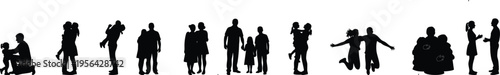 Creative Title: Heartfelt Embraces and Family Bonding Silhouette Set
