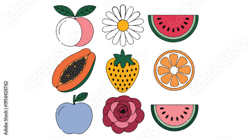 Botanical Delight: A vibrant illustration showcasing the natural beauty of the plant kingdom. This design invites viewers to revel in the intricate details and colors of life's botanical wonders.