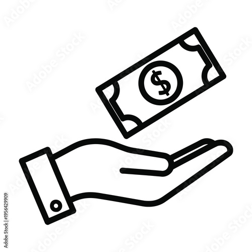 Hand receiving money dollar bill