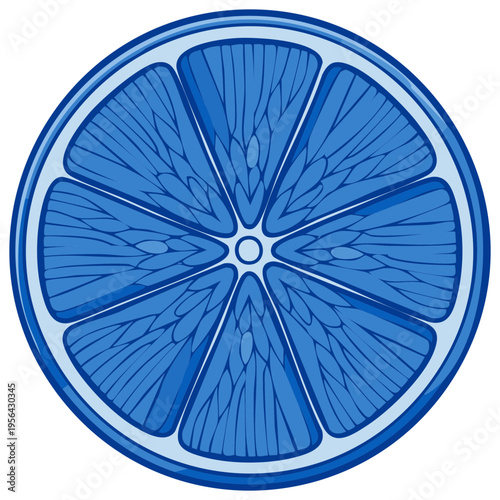 Vibrant Blue Citrus Slice Graphic, Juicy Fruit Segments Illustration