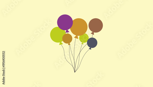 Colorful balloons cluster celebration party decoration vector illustration design element for festive event birthday joy and cheerful atmosphere visual use