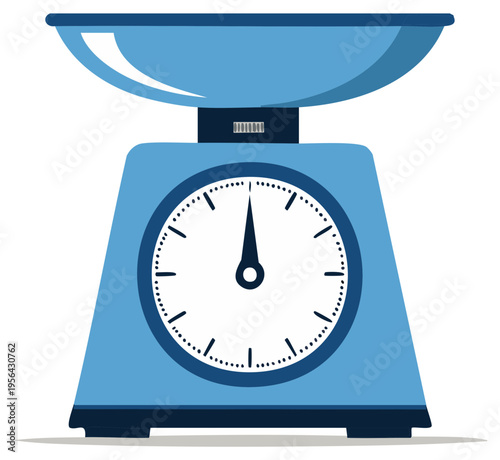 Blue Vintage Kitchen Scale with Measurement Dial Ready for Baking and Cooking Preparations