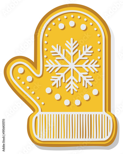 Gingerbread mitten Christmas decoration isolated