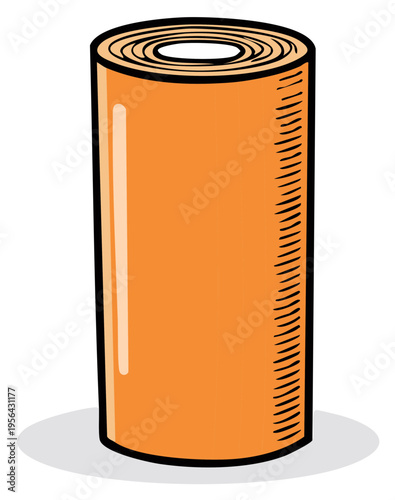 Cartoon orange battery illustration, rechargeable power symbol, energy storage concept