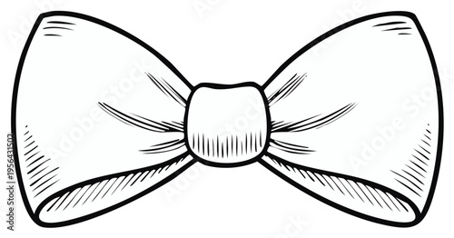 Elegant hand-drawn bow tie illustration in black and white