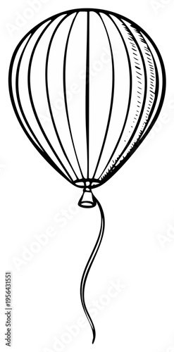 Simple Outline Illustration of a Hot Air Balloon with a String