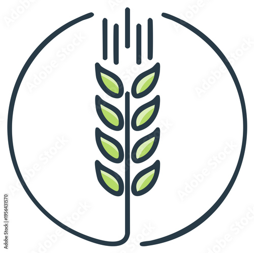 Illustration of a Wheat Stalk in a Circle for Agriculture or Food Symbol