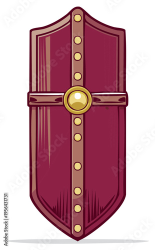 Medieval Kite Shield with Burgundy and Gold Accents