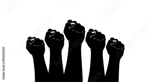 Raised Fists Silhouette Protest Symbol Unity.