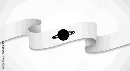 Saturn Icon on Curved White Ribbon.