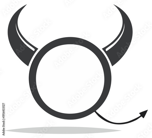 Stylized Devil Horns and Tail Icon Graphic Element for Design