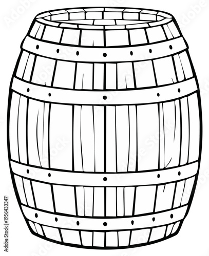 Simple Wooden Barrel Illustration With Metal Bands And Rivets