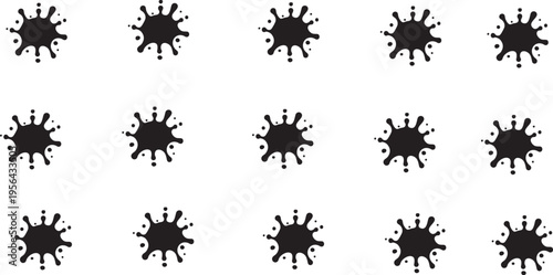 Ink drops. Paint splash, grunge liquid drop splashes, abstract artistic ink splatter. Vector illustration