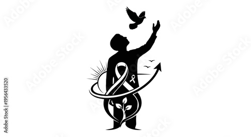 Man Releasing Dove Symbolizing Freedom Peace.
