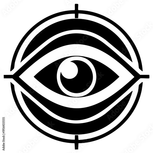 Abstract All Seeing Eye in Target Crosshairs Surveillance Icon