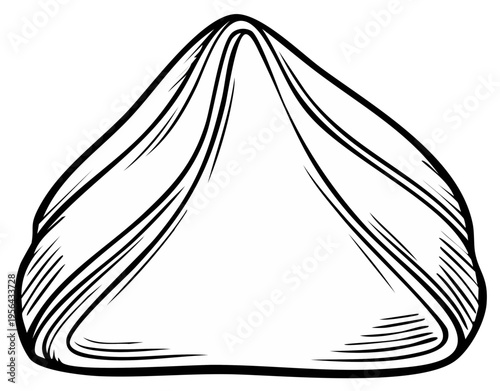 Ink drawing of a stylized pastry, featuring folded dough with visible lines and shapes for culinary art.