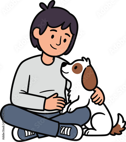 person with dog vector isolated