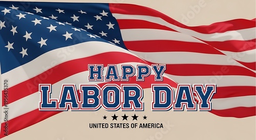 Happy labor day celebration with american flag