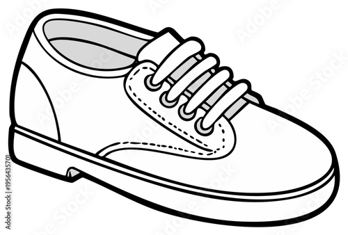 Simple Outline Drawing of a Classic Canvas Lace Up Shoe