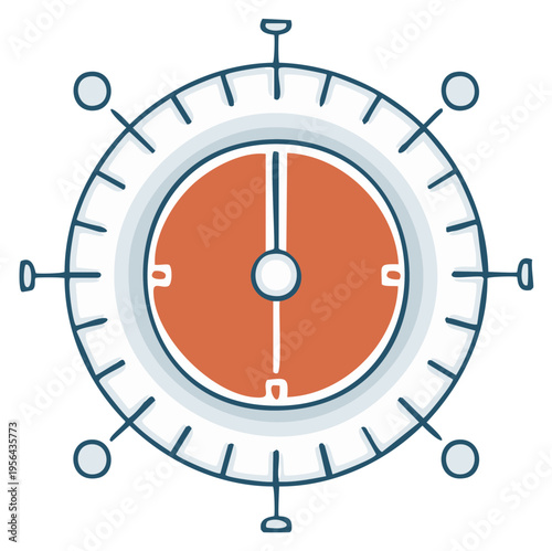 Illustration of a time lapse icon with outer dial, marker dots and inner timing circle