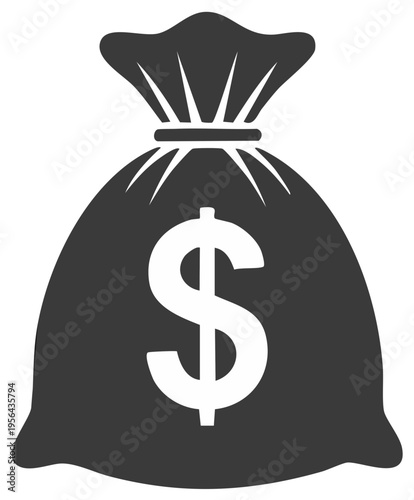 Symbolic money bag icon with dollar sign representing wealth finance investment and success economy
