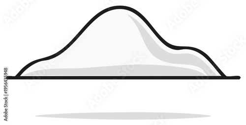 Stylized white cloud formation with a grey shadow and black outline on a white background