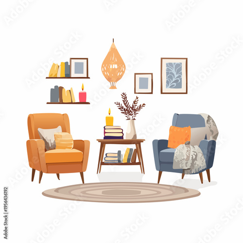 Gemütliche Leseecke mit warmem Kerzenlicht und weichen Textilien