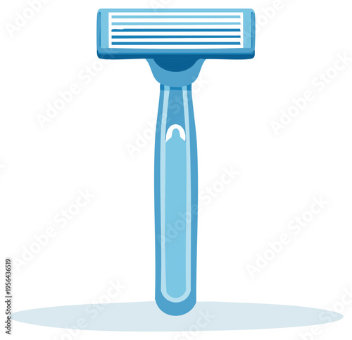 Sky-blue disposable razor for personal grooming, shaving instrument for hair removal routine.