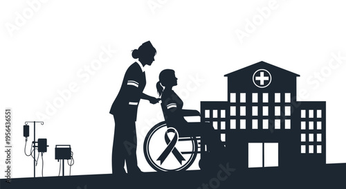 Nurse Assisting Patient in Wheelchair.