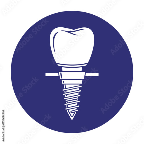 Dental implant symbol with tooth on screw oral surgery concept medical icon