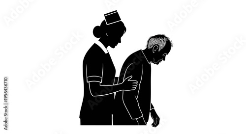 Nurse Assisting Senior Adult Male Patient.